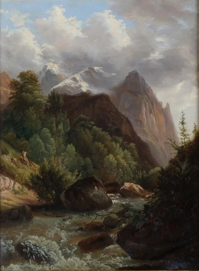  104-Giovanni Renica-Paesaggio di montagna con ruscello 